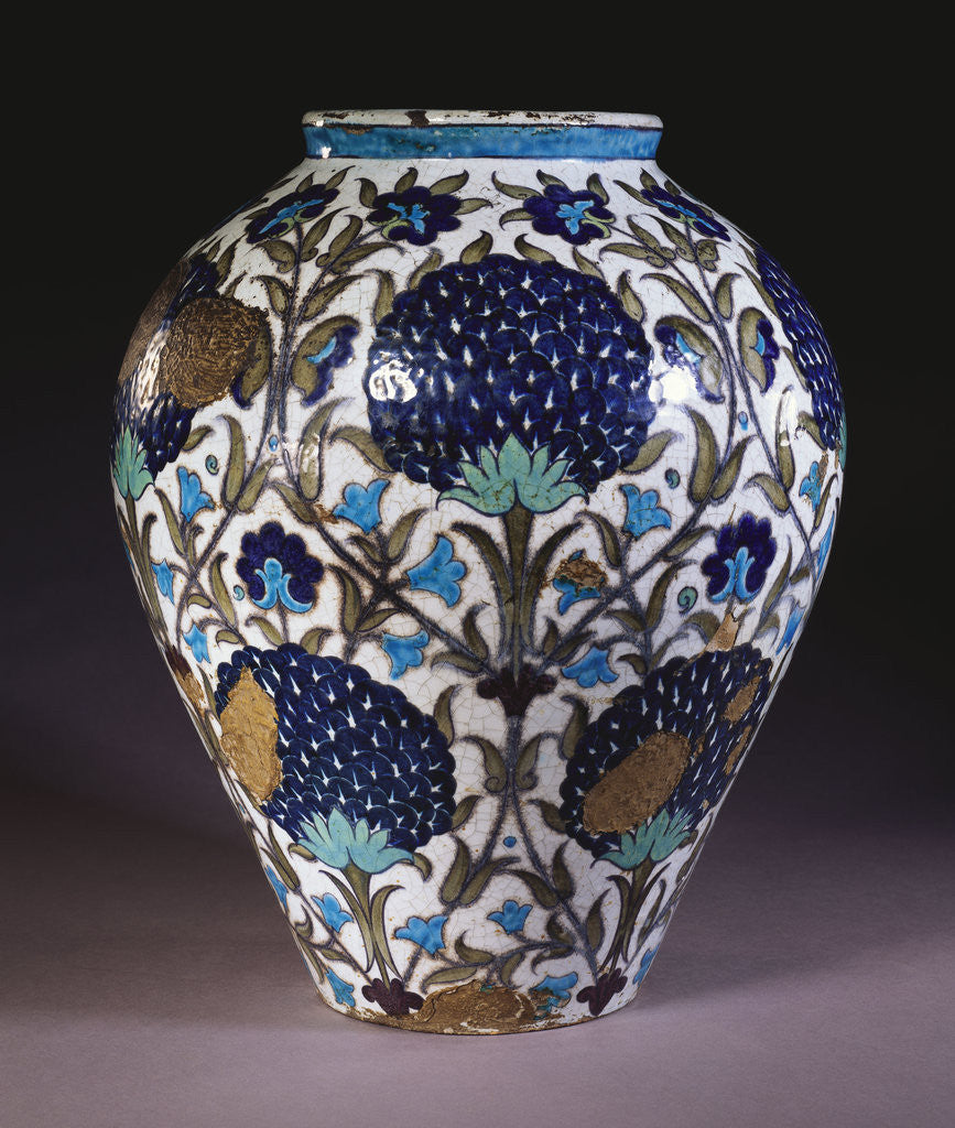Detail of A glazed earthenware 'Persian' vase by William de Morgan