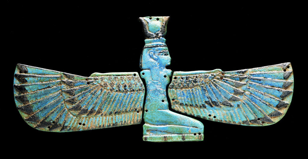 Detail of An Egyptian turquoise glazed composition pectorial in the form of a winged Isis by Anonymous