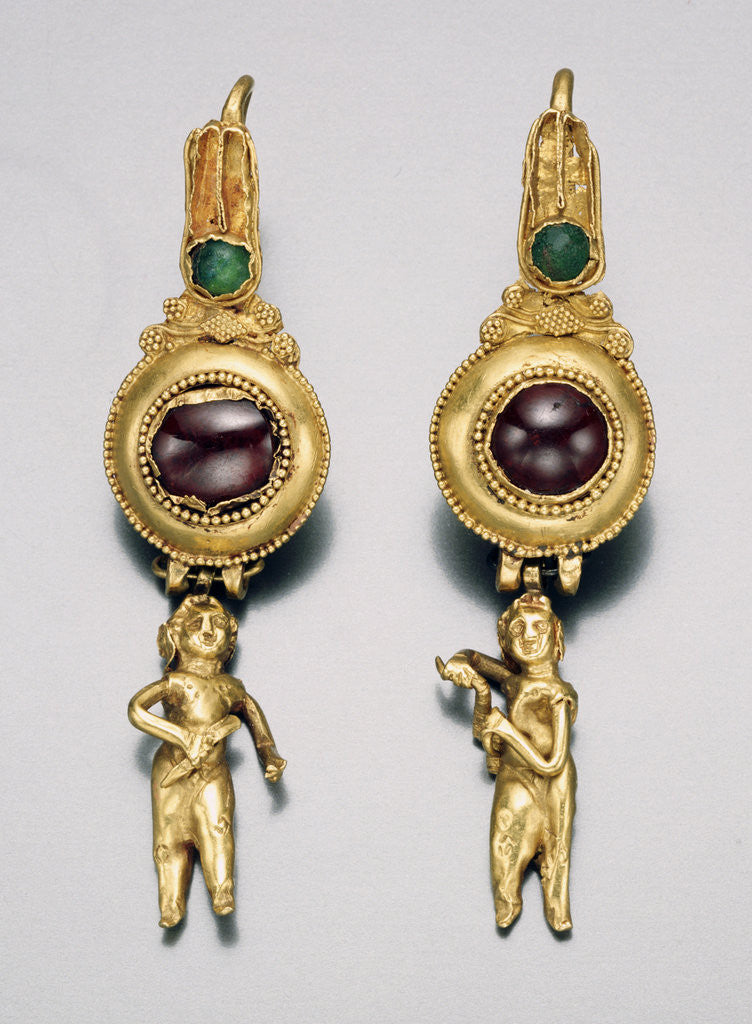 Detail of A pair of Hellenistic gold earrings by Anonymous