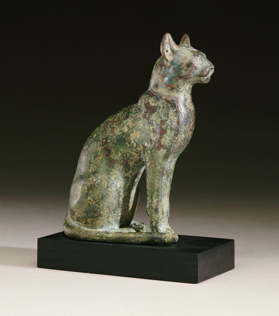 Detail of An Egyptian bronze figure of a cat by Anonymous
