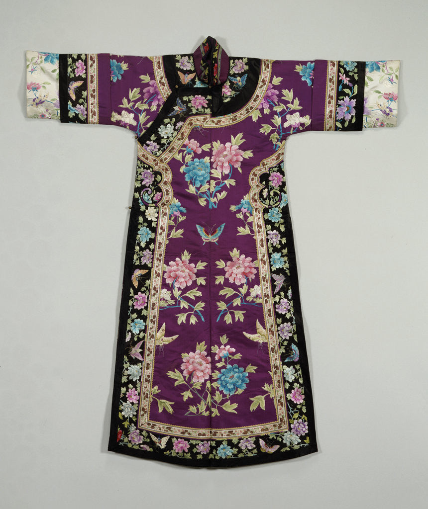 Detail of A purple ground Silk embroidered lady's informal robe by Anonymous