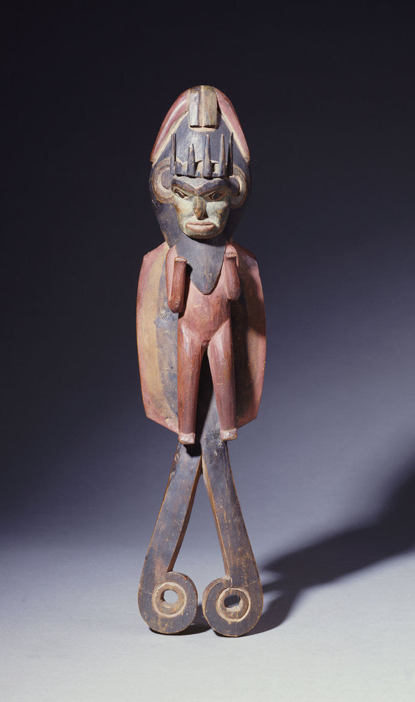 Detail of Northern Haida carving of a shaman upon the back of a sculpin by Anonymous