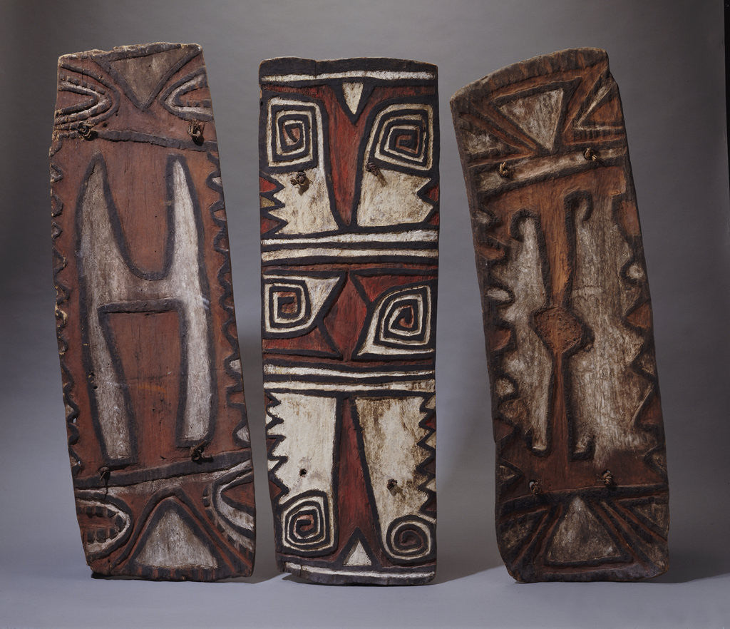 Detail of Three Mountain Ok shields of rectangular form by Anonymous