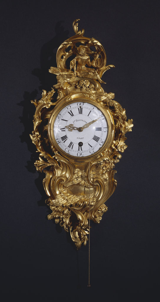 Detail of A bronze gilded clock, cartel Louis XV, St. Germain by Anonymous