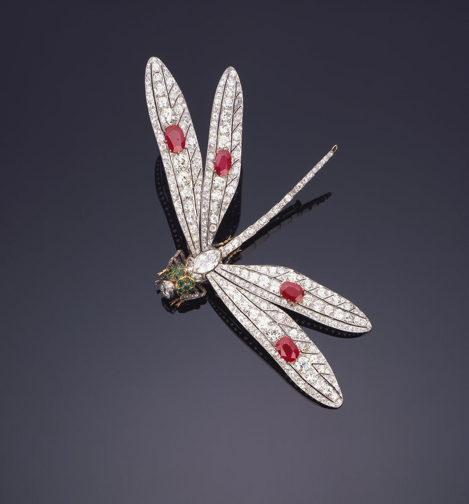 Detail of A fine gem-set dragonfly brooch by Anonymous