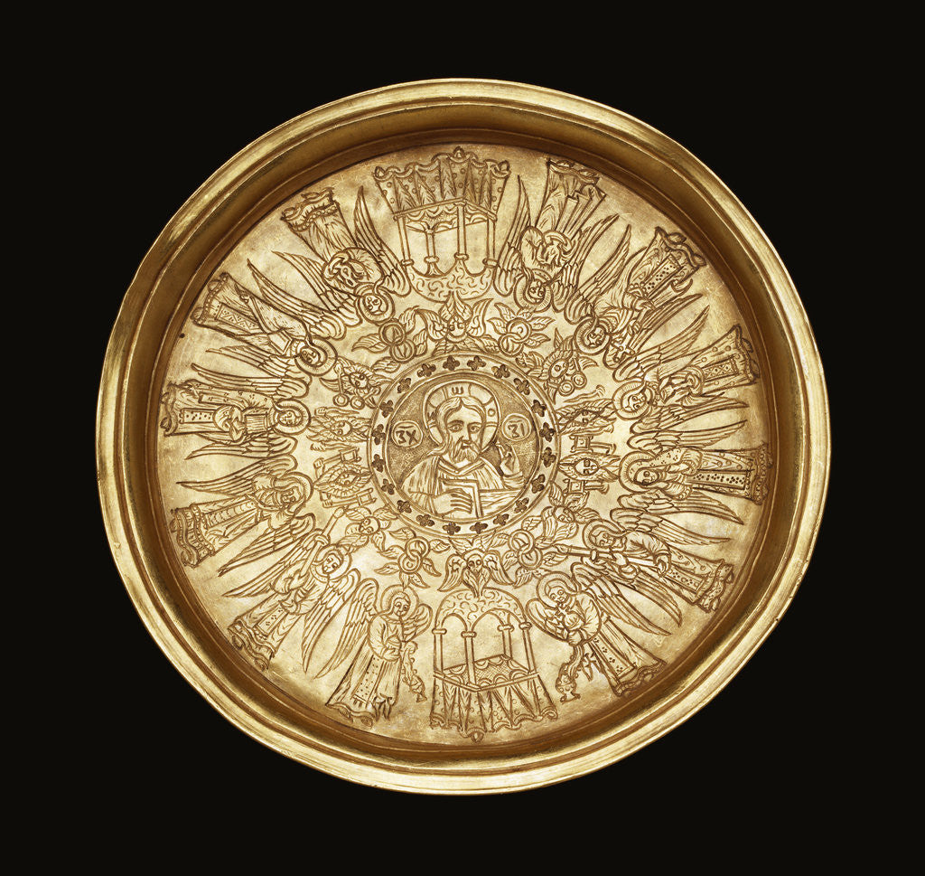 Detail of A gold engraved paten by Corbis