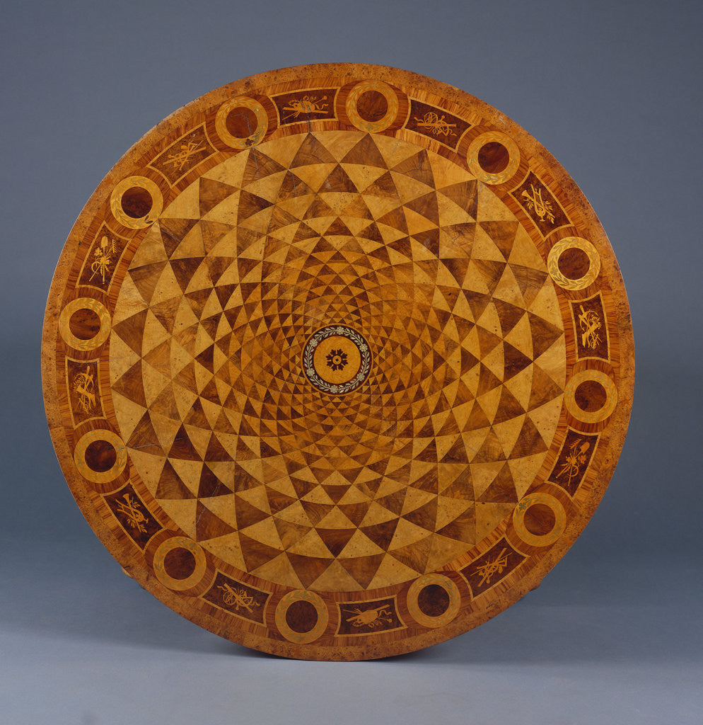 Detail of A Louis XVIII ormolu-mounted burr-elm and marquetry centre table by Anonymous