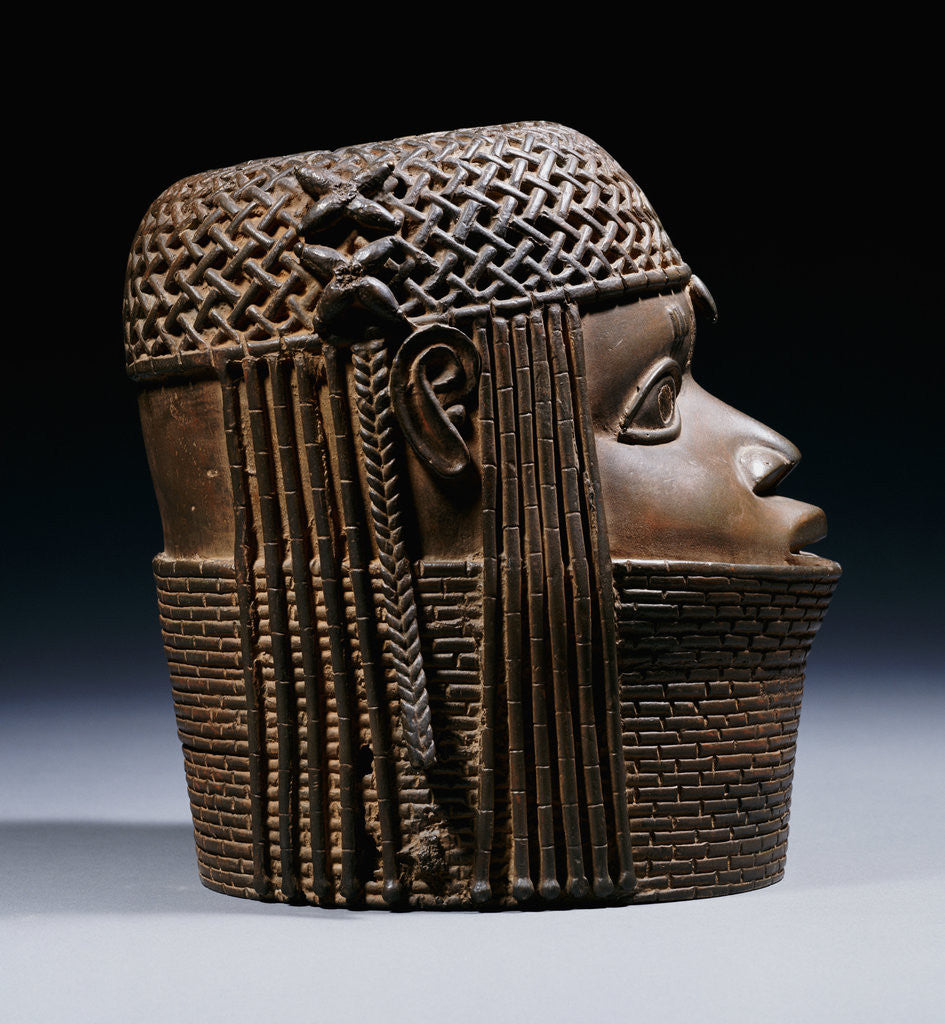 Detail of An extremely fine Benin bronze head by Anonymous