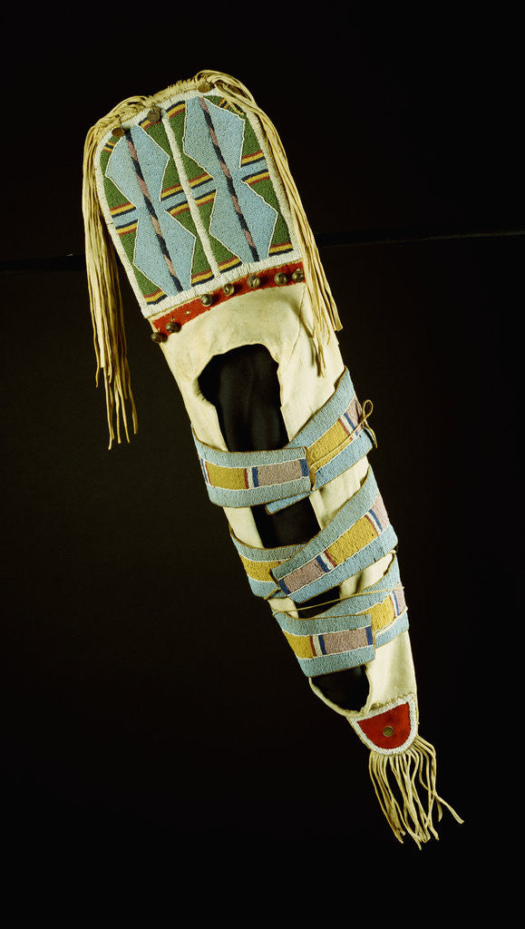 Detail of Crow beaded hide cradleboard by Anonymous