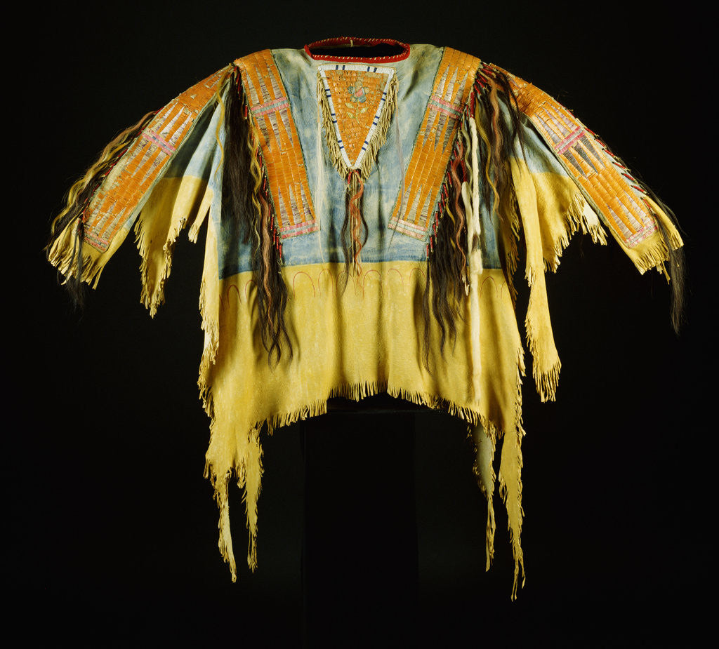 Detail of A Southern Cheyenne quilled and fringed hide warrior's shirt by Anonymous