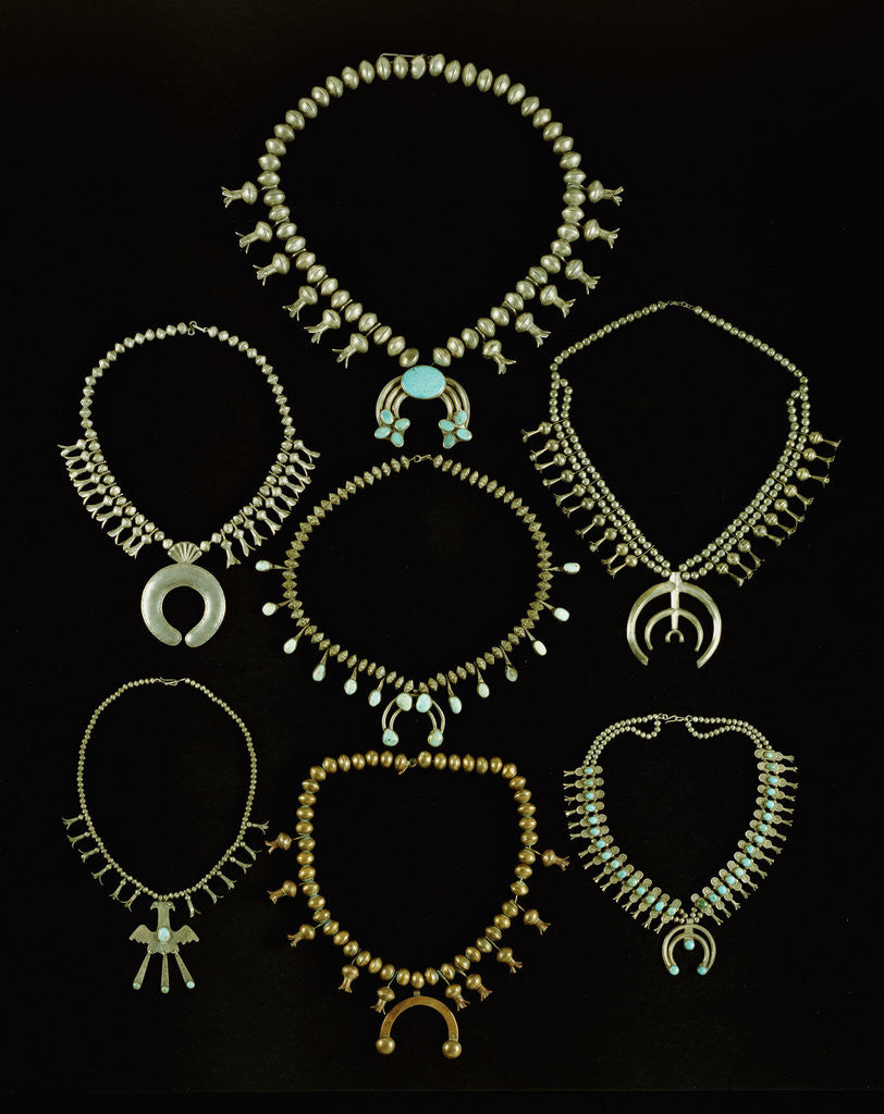 Detail of A selection of Navajo silver and turquoise necklaces by Anonymous