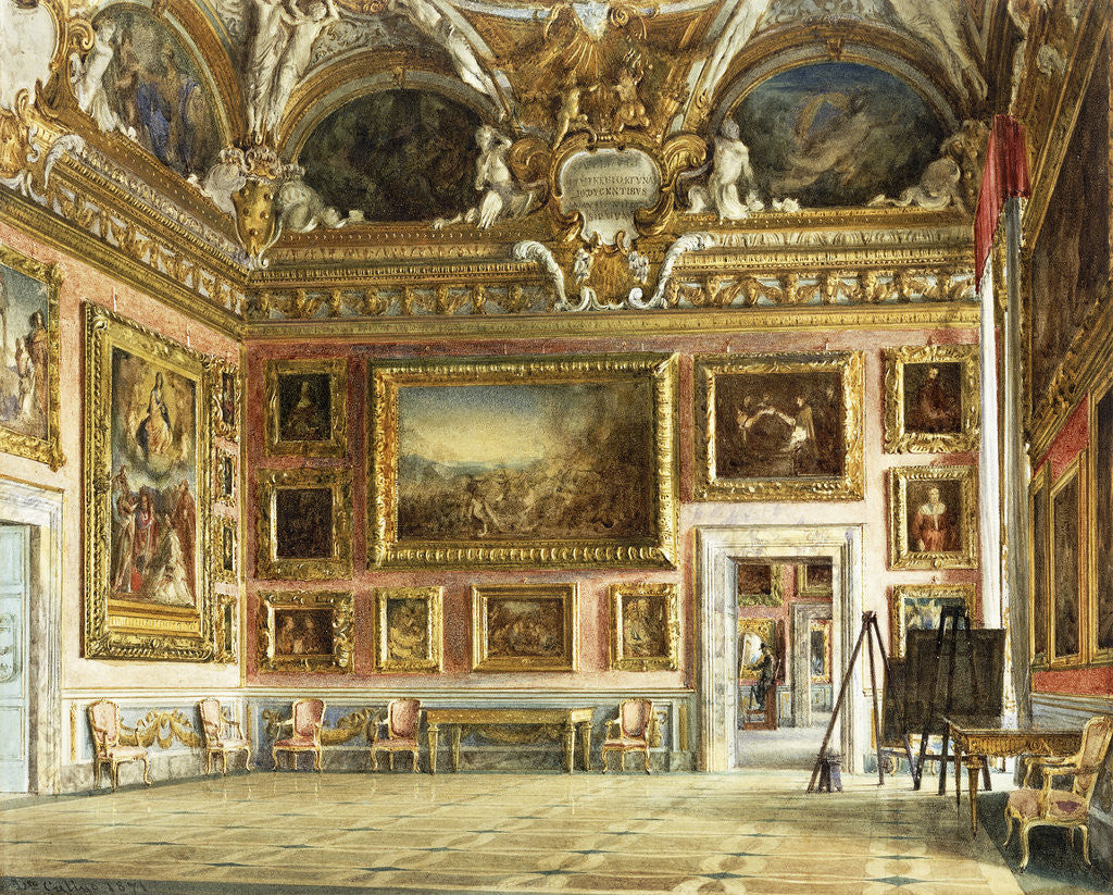 Detail of Interiors of the Palazzo Pitti, Florence: The Sala dell'Illiade with Andrea del sarto'sn 'Assumption' by Domenica Caligo by Anonymous