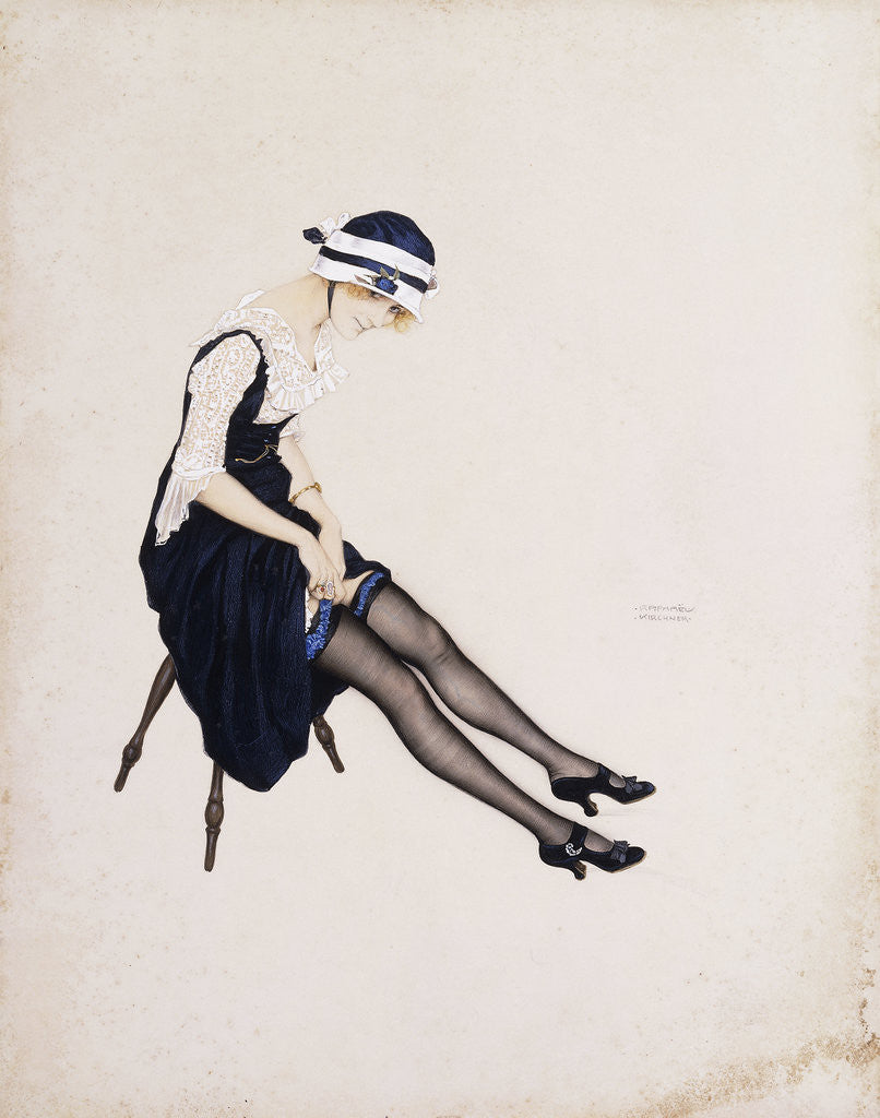 Detail of The Garter by Raphael Kirchner