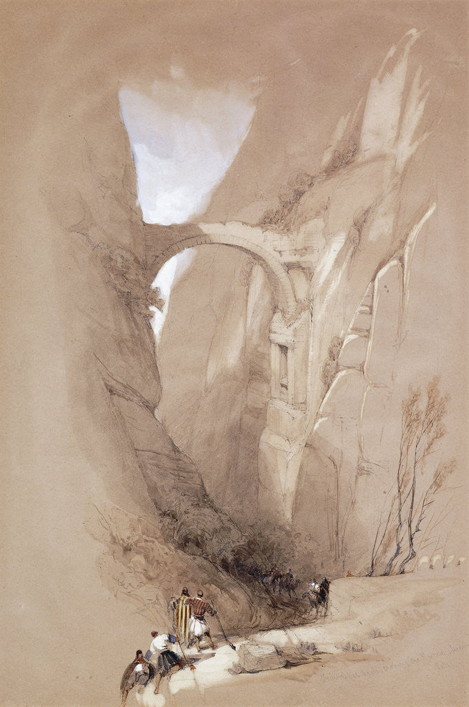 Detail of The Triumphal Arch crossing the Ravine leading to Petra by David Roberts