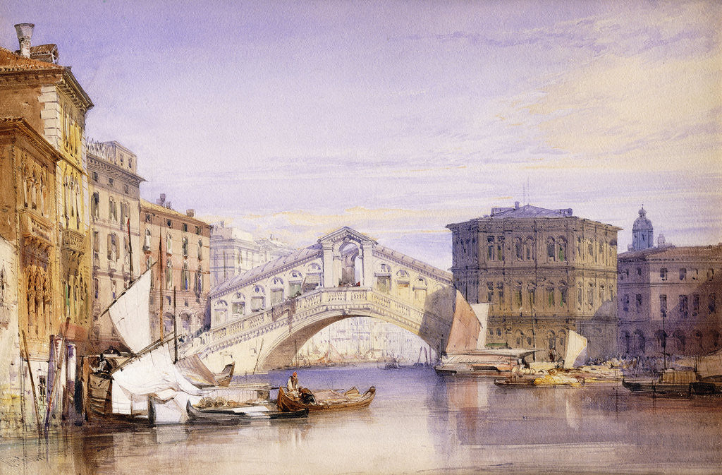 Detail of The Rialto from the Grand Canal by William Callow