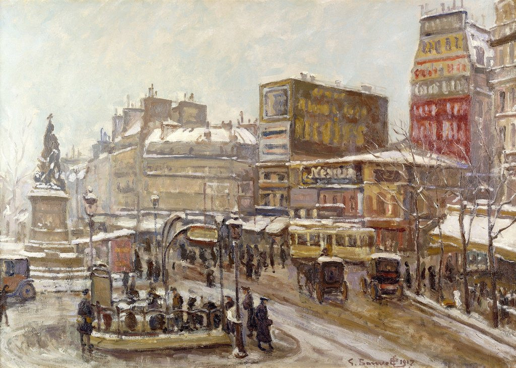 Detail of Paris, Place Clichy under Snow by Georges Barwolf