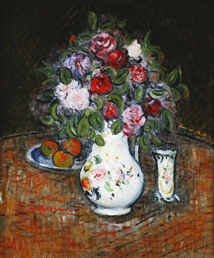 Detail of Vase of Flowers and Bowl of Fruit by Gustave Loiseau