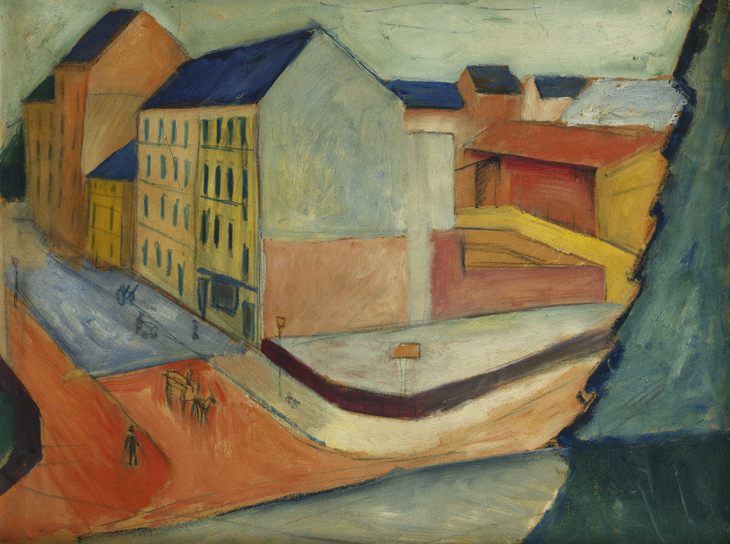 Detail of Our Street with a Riding Horse, Bonn by August Macke
