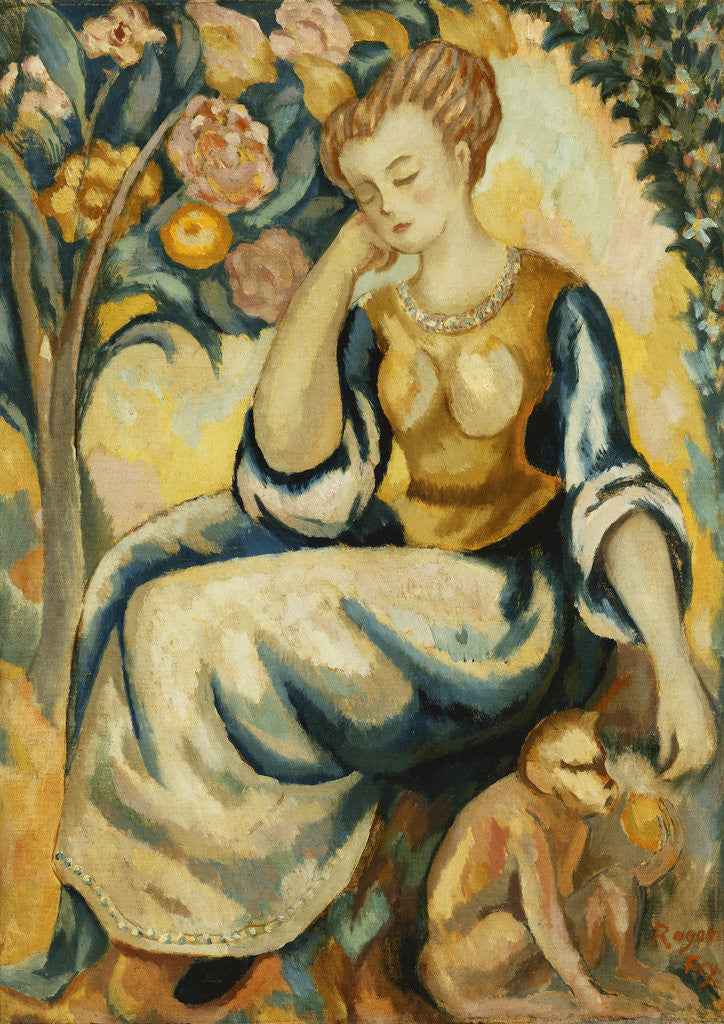Detail of Lady with a Monkey by Roger Fry