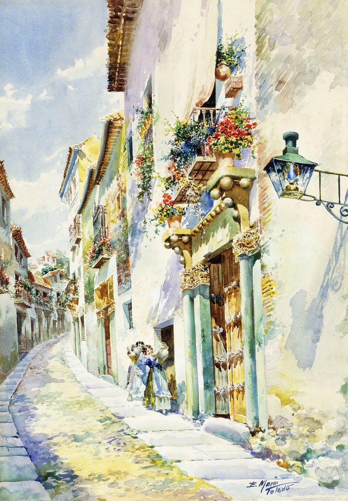 Detail of A Street Scene, Toledo by Enrique Marin Higuero