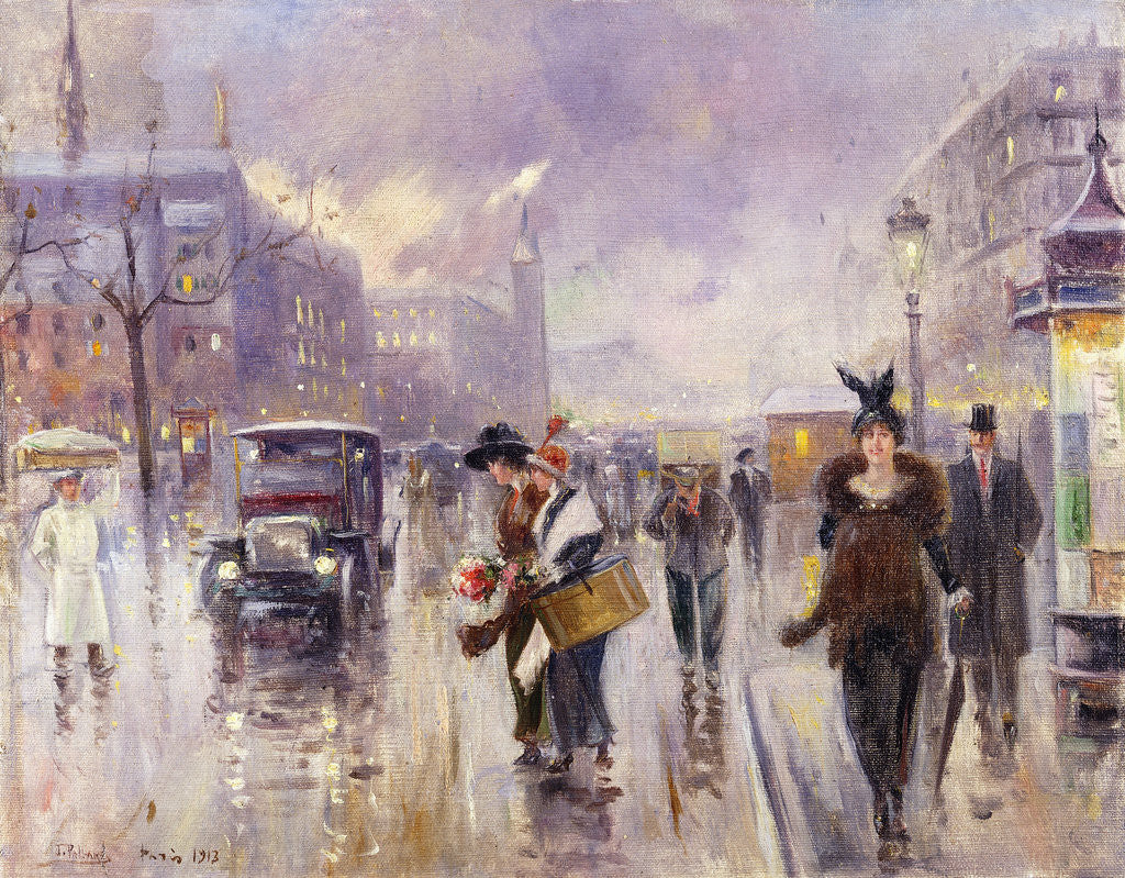 Detail of Parisien Street Scene by Joaquin Pallares Allustante