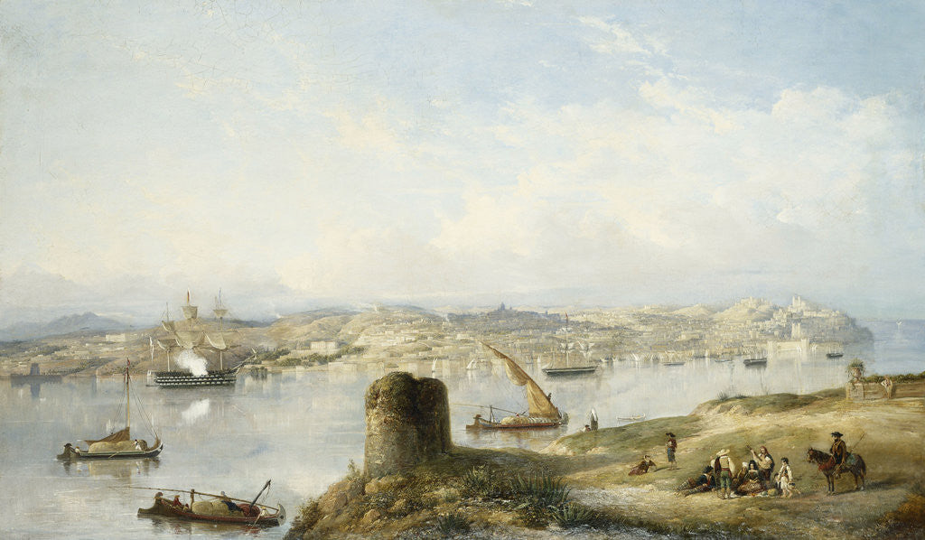 Detail of An Extensive View of Lisbon on the River Tejo with the Praca do Terreiro do Paco, the Old Cathedral and the Castelo de S. Jorge by Anonymous