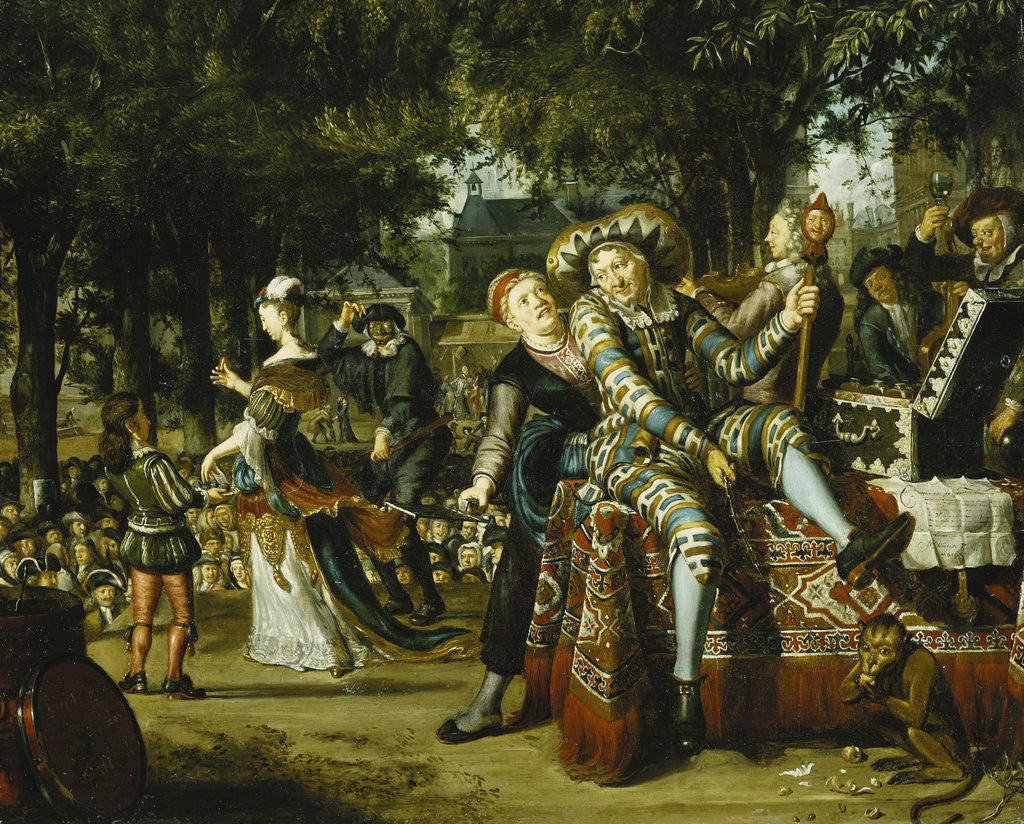 Detail of A Troop of Actors Performing Before a Crowd by Matthys Naiveu