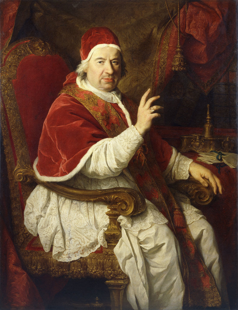 Detail of Portrait of Pope Benedict XIV, Seated Three-Quarter-Length, His Right Arm Raised in Benediction by Pierre Subleyras
