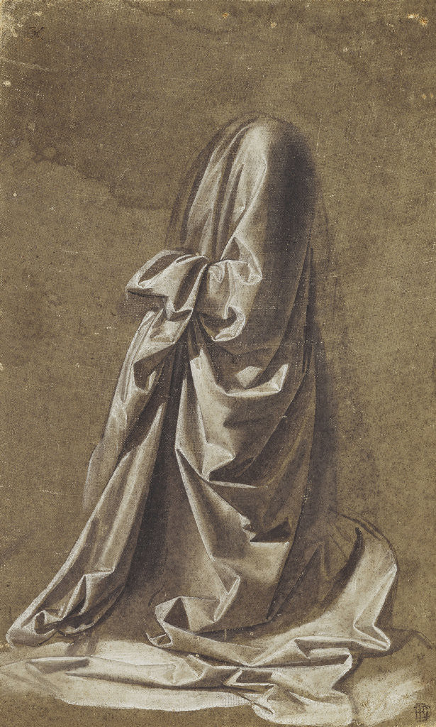 Detail of Drapery study for a kneeling figure by Leonardo da Vinci