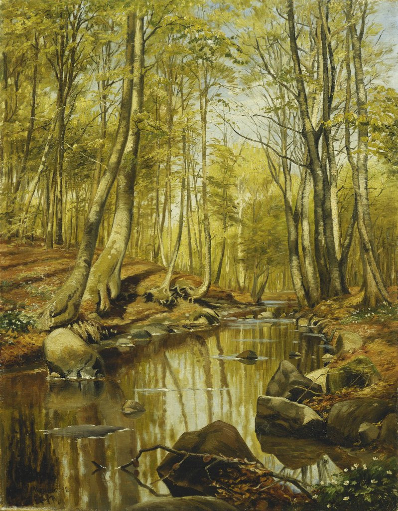 Detail of A Wooded River Landscape by Peder Monsted