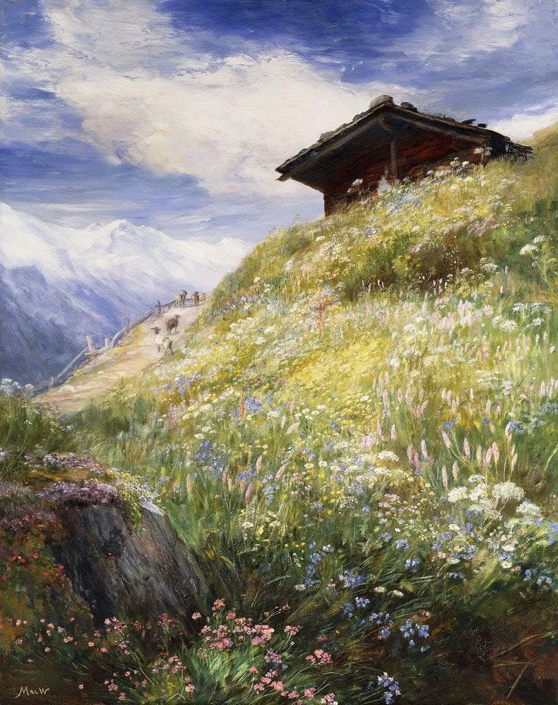 Detail of An Alpine Meadow, Switzerland by John MacWhirter