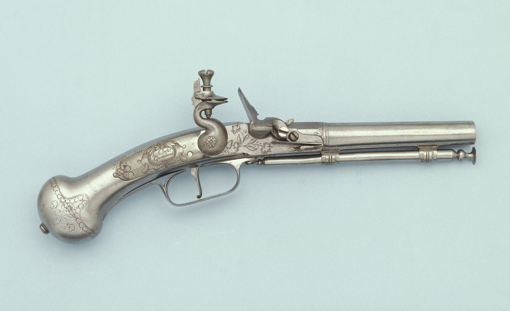 Detail of An all steel flintlock pistol, Jan Cloeter a Grevenbroich, circa 1660 by Anonymous