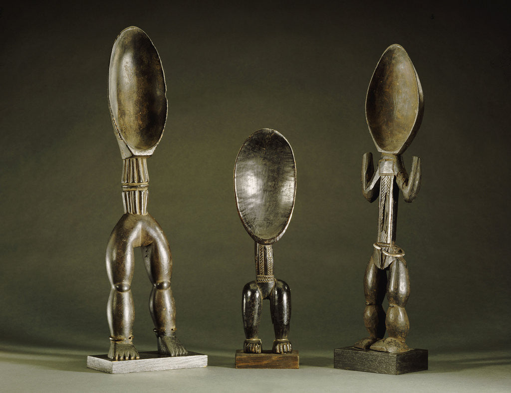 Detail of Three Dan spoons with elogated legs by Anonymous