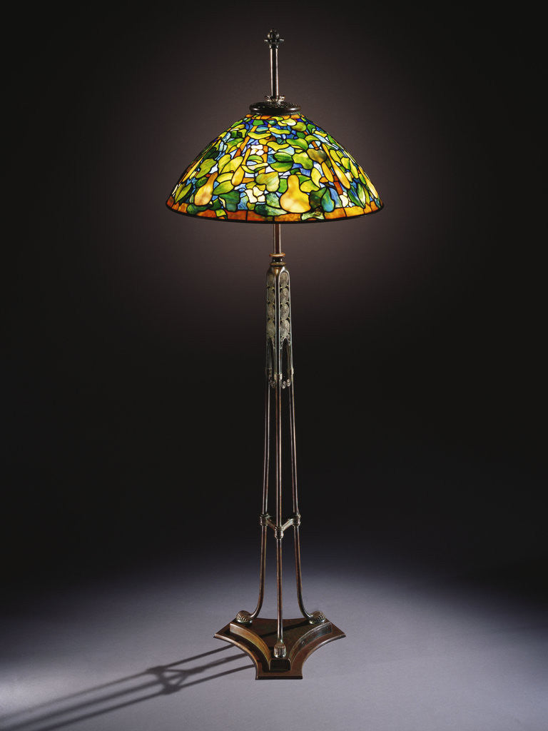 Detail of Tiffany Studios 'Gourd' leaded glass and bronze floor lamp by Anonymous
