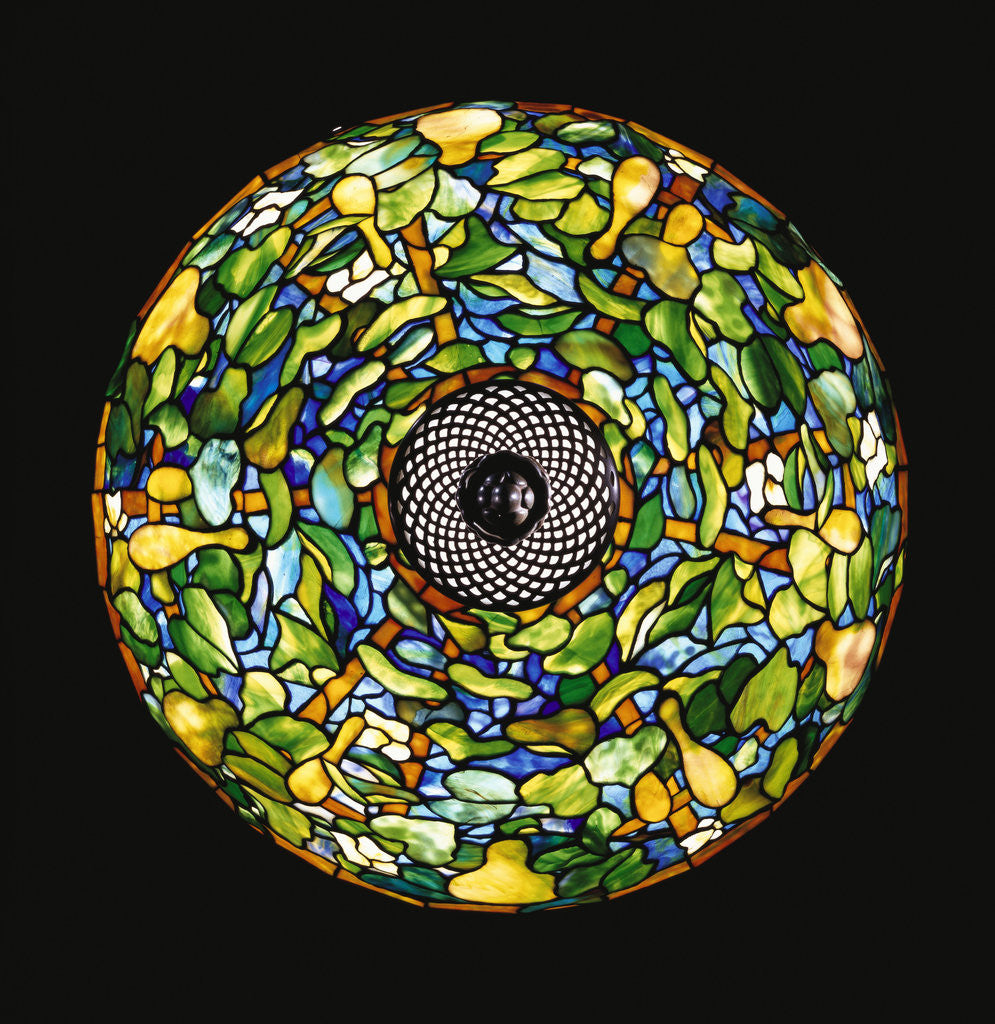 Detail of Top view of Tiffany Studios 'Gourd' leaded glass and bronze floor lamp by Anonymous