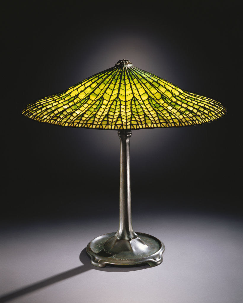 Detail of Tiffany Studios 'Lotus' leaded glass and bronze table lamp by Corbis