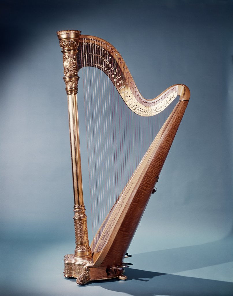 Detail of golden Free Standing Harp by Anonymous