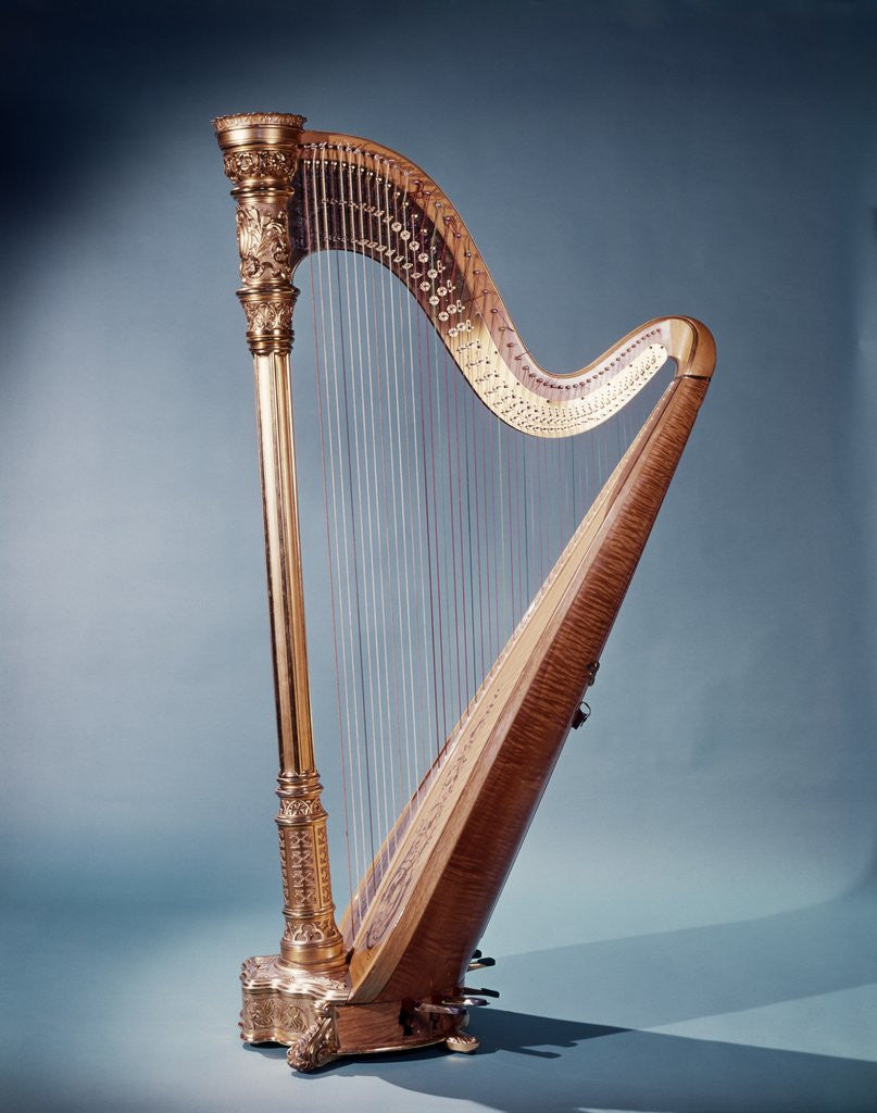 Detail of golden Free Standing Harp by Corbis