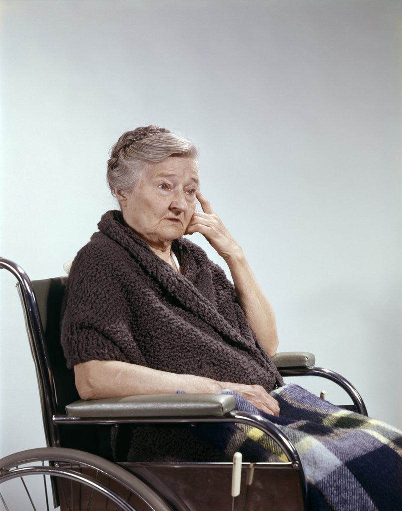 Detail of elderly Woman Wheelchair Portrait 1960 1960s Retro by Anonymous