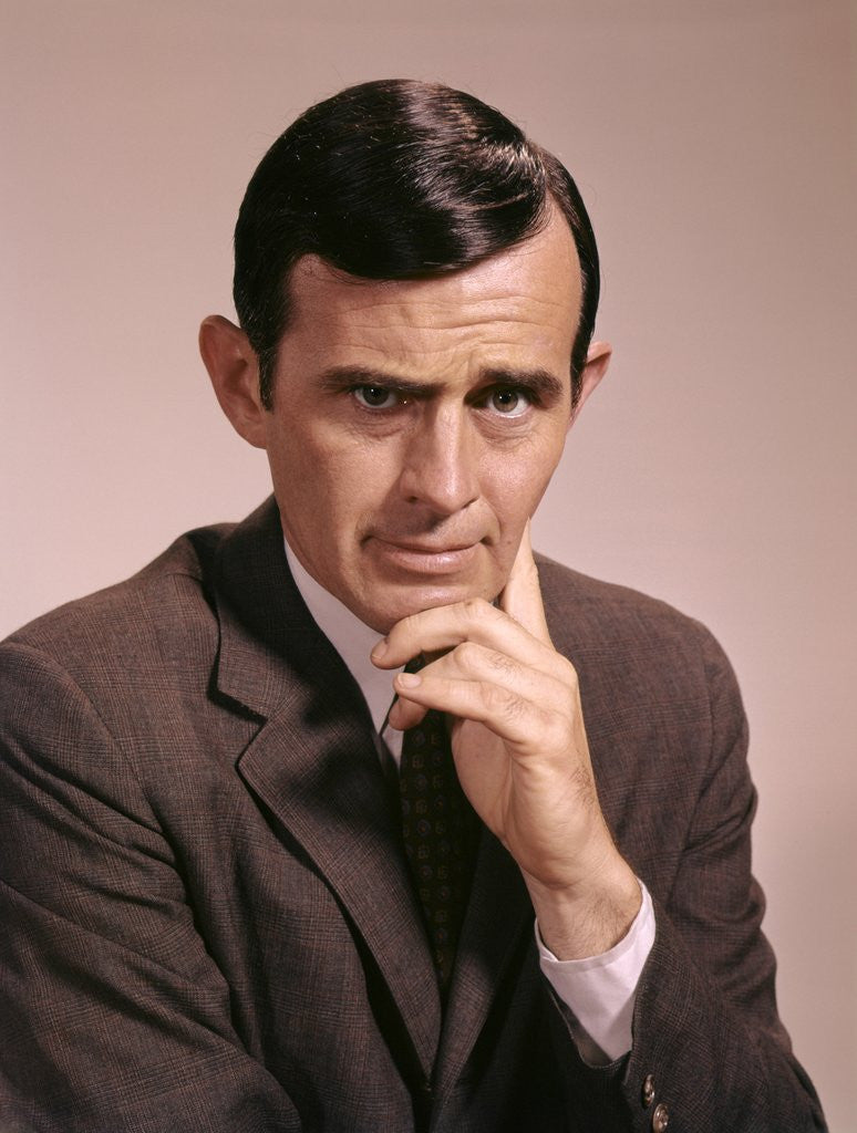 Detail of 1960s Portrait Serious Thoughtful Concerned Man Businessman Looking At Camera by Corbis