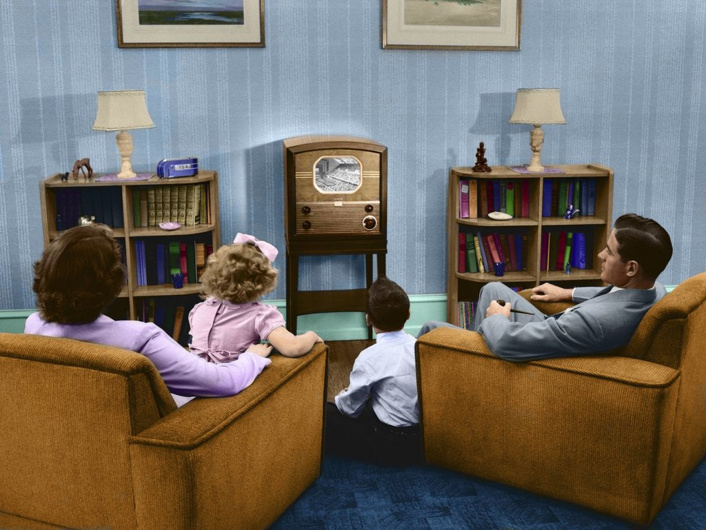 Detail of 1940s 1950s Family Watching Television In Living Room by Anonymous