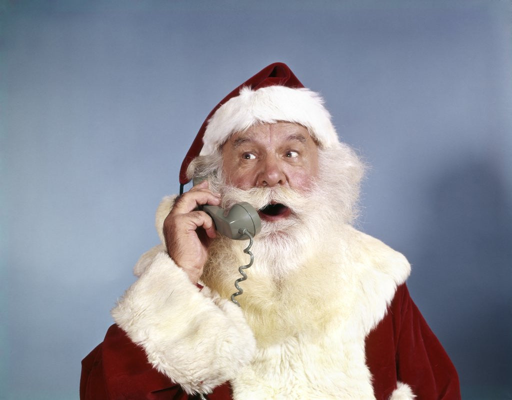 Detail of 1960s Santa Claus Talking On Telephone Retro by Anonymous