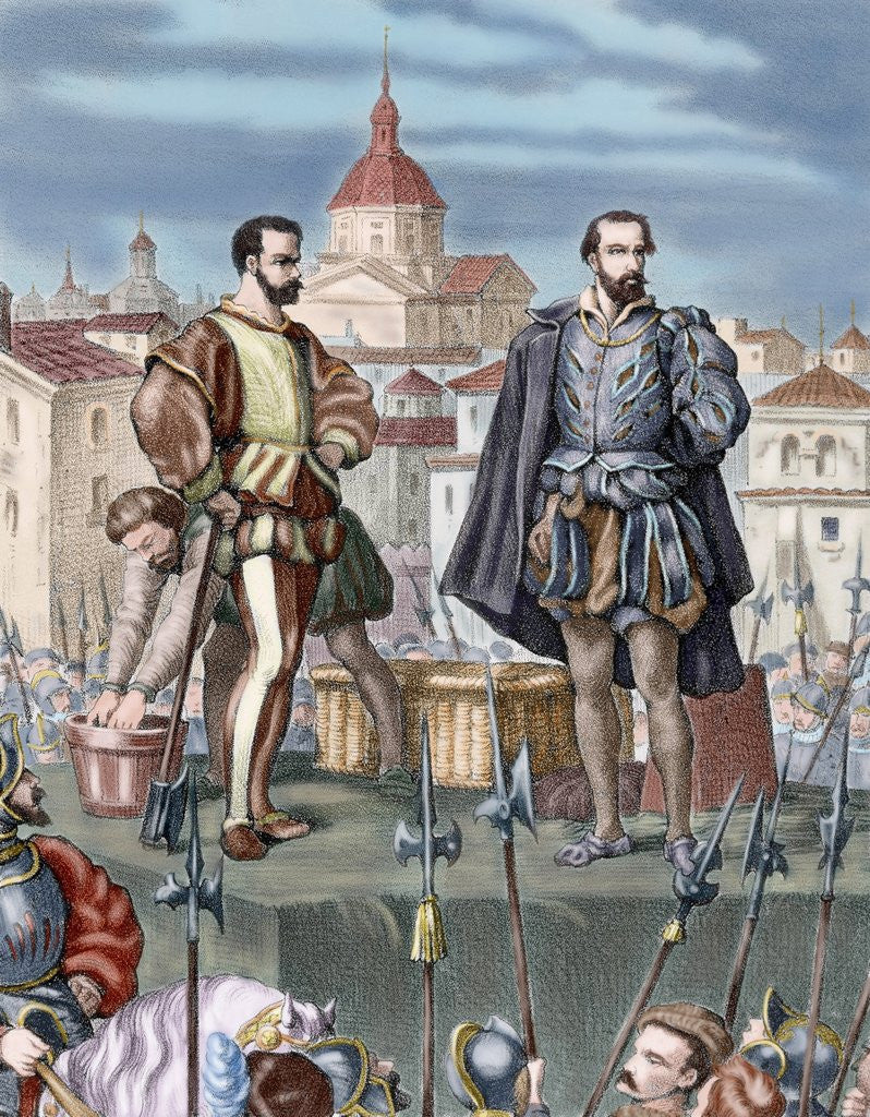 Detail of Spain. Aragon. Reign of Philip II. Death of Don Juan de Lanuza (1564-1591) by beheading. by Anonymous