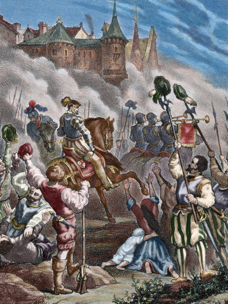 Detail of The Portuguese succession crisis of 1580. The fall of Lisbon leaded by the Duke of Alba. by Anonymous