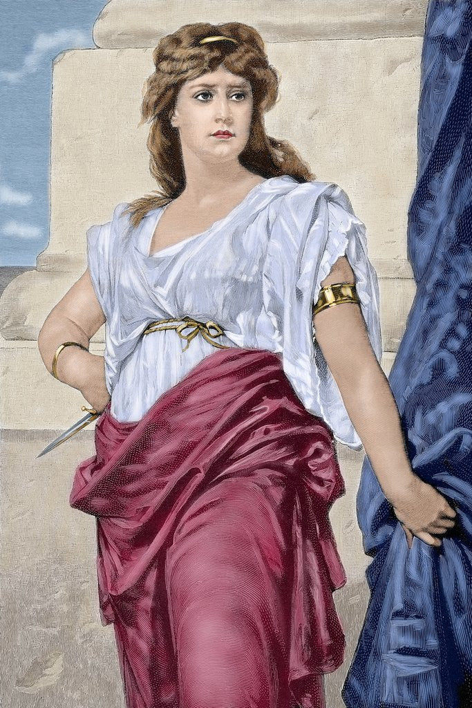 Detail of Medea. Colored engraving by Anonymous