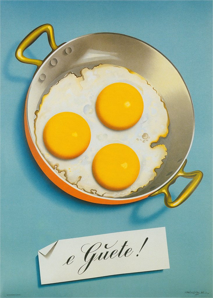 Detail of Three Fried Eggs in a Pan by Corbis