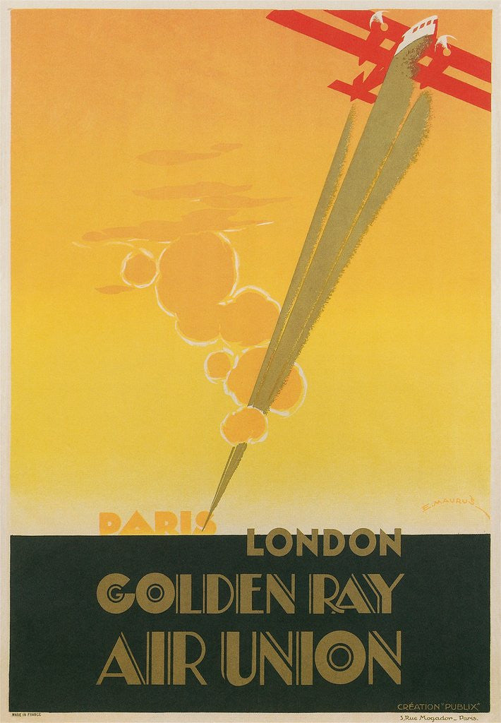 Detail of Paris London Golden Ray Air Union Poster by Anonymous