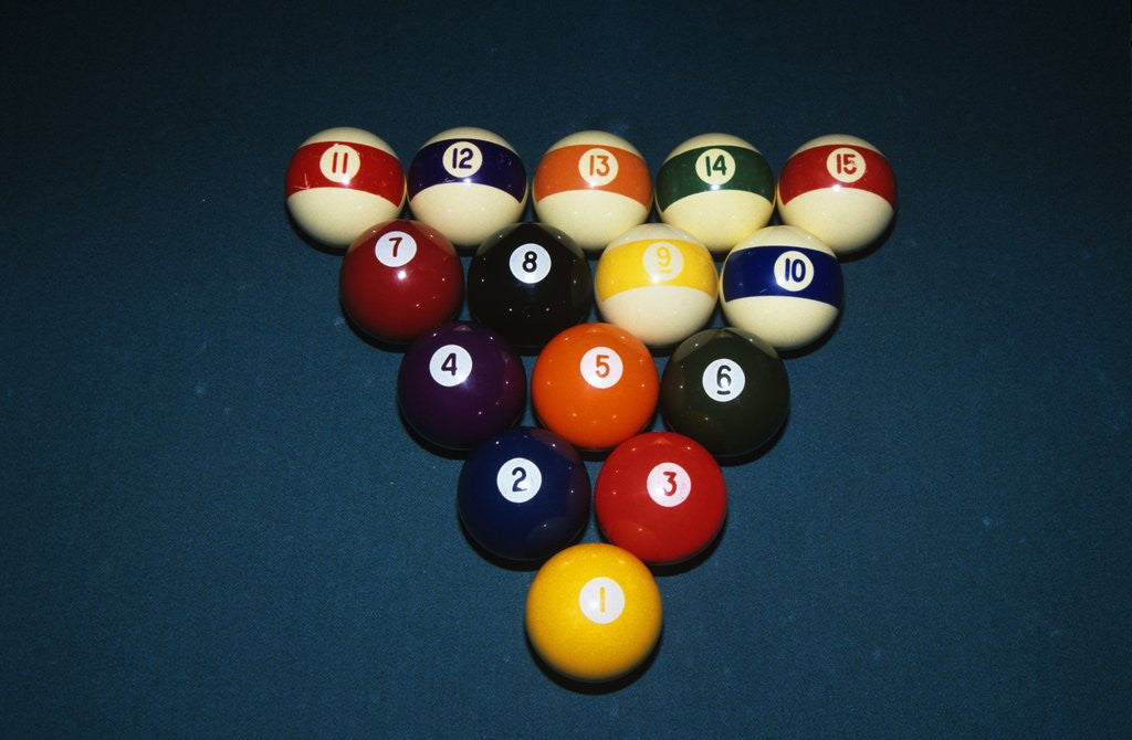 Detail of billiard Balls Racked Up On Pool Table by Anonymous