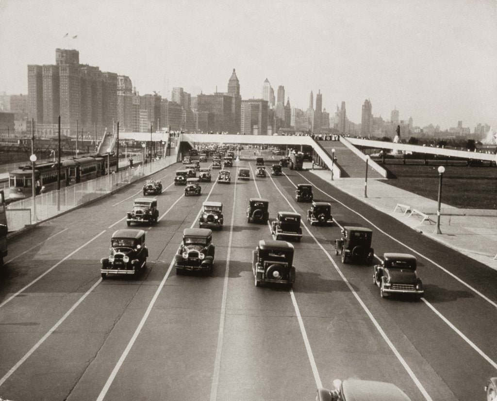 Detail of 1930s Automobile Traffic Chicago Illinois Usa by Corbis