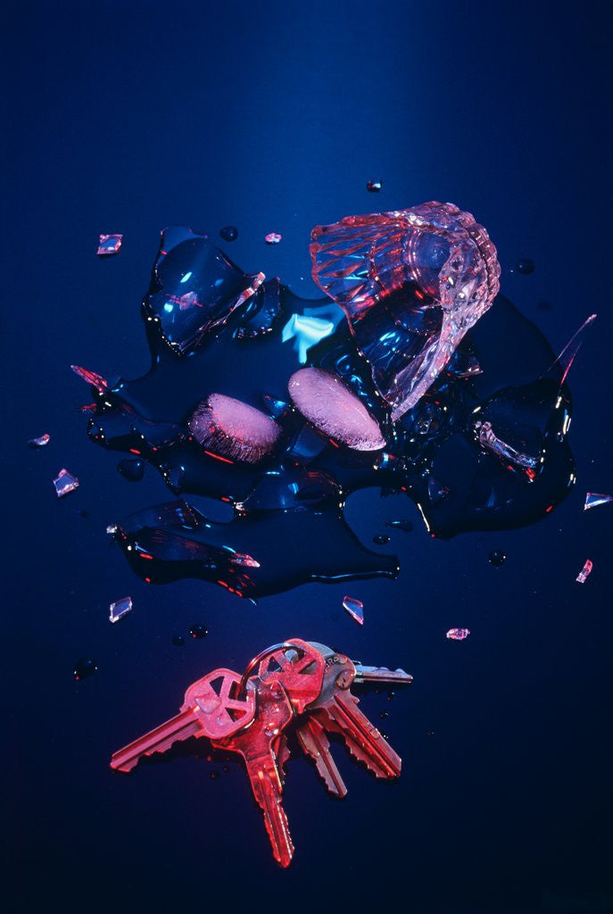 Detail of 1990s Broken Glass Spilled Alcoholic Drink Keys by Anonymous